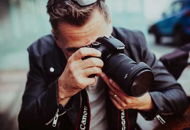 Professional photographer taking picture