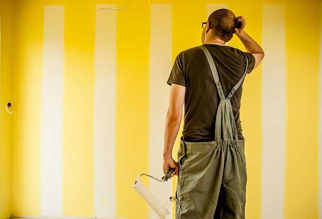Painter thinking about project