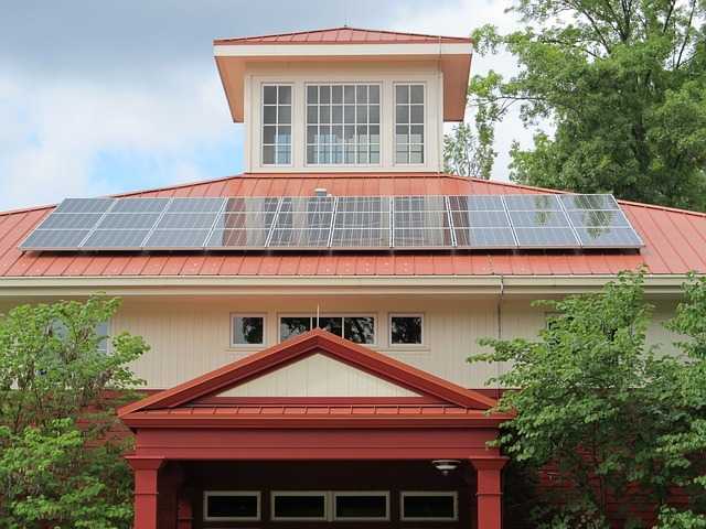 Solar panels on array roof